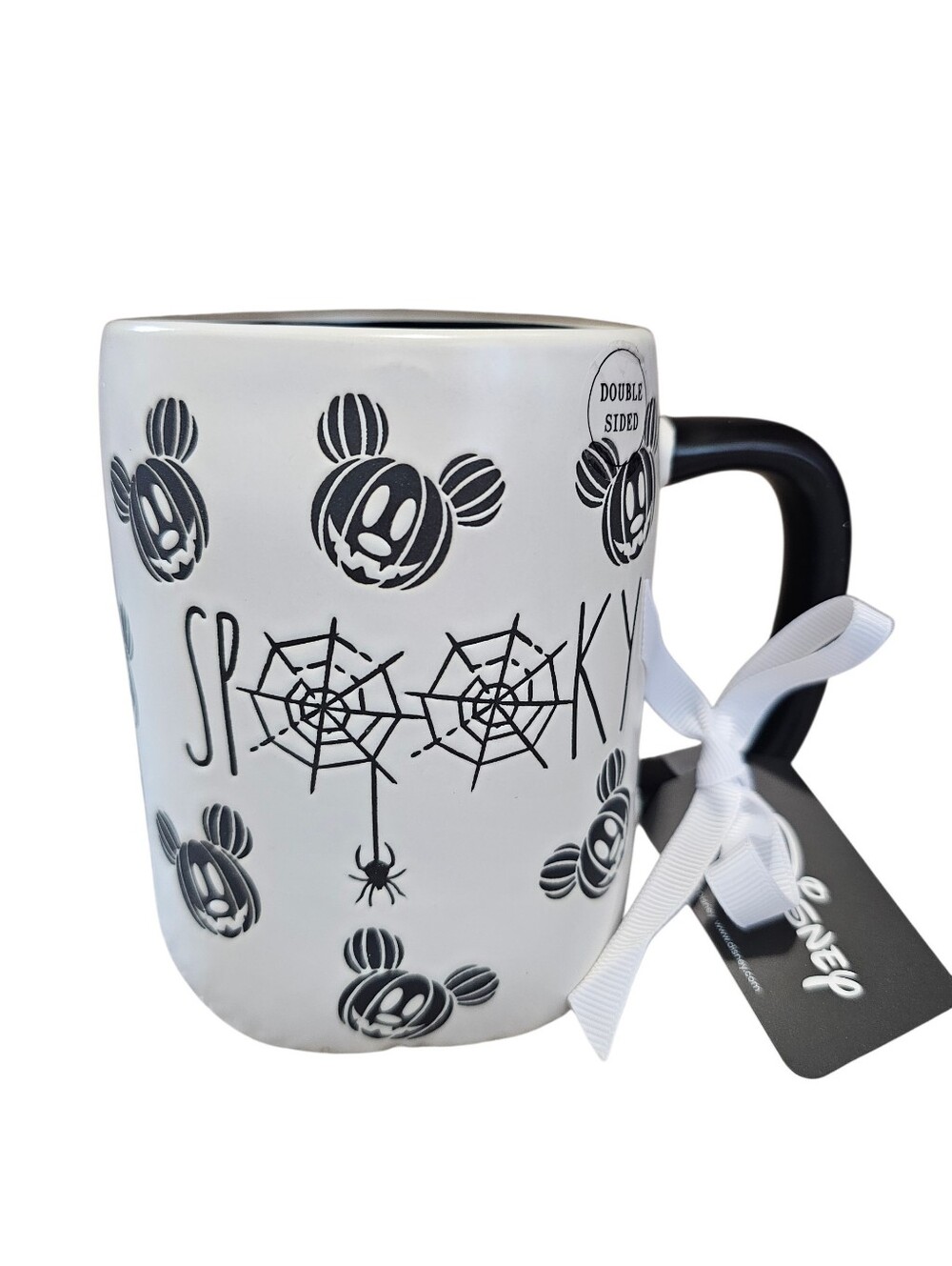 Disney Rae Dunn Spooky Mickey Black & White Ceramic Mug, New